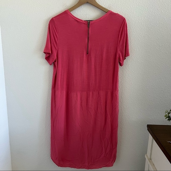 Splendid Rayon Voile Shift Dress Pink Blaze Exposed Zip Large - Picture 5 of 10
